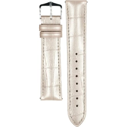 Hirsch Duke Metallic Lederen Horlogeband - Zilverkleurig - 20mm