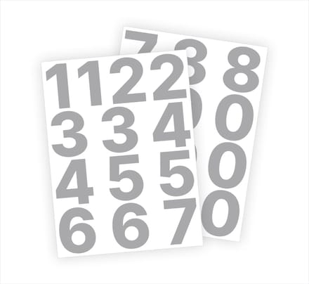 Stickey Cijfer stickers - Plaknummers met nummers - Metallic Zilver - 6cm - Mat