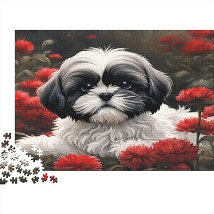 Legpuzzel - Puzzelspel - Ontspanning thuis - Levendige print - 1000 stukjes - Rode bloemen