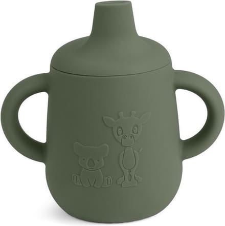 Aiko siliconen beker met tuitdeksel - Dusty Green