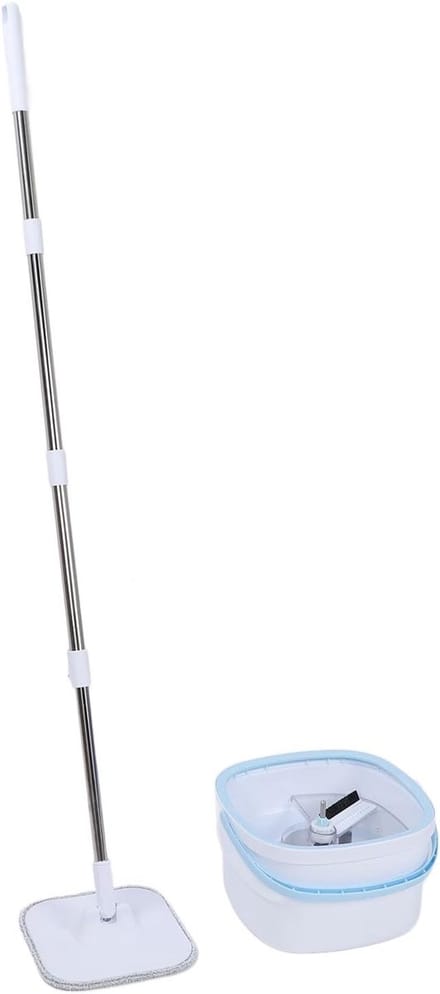 Complete Mop Set met 360 Graden Spinfunctie, Zelfscheidende Watercompartimenten en Verstelbare Handgreep voor Efficiënte Schoonmaak