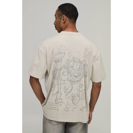 Oversized Toy Story Buzz & Woody Licentie Print T-shirt | Stone | Size Medium