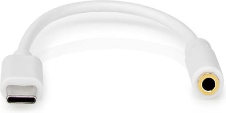 Nedis USB-C Adapter - USB 2.0 - USB-C Male - 3,5 mm Female - 0.10 m - Rond - Vernikkeld - PVC - Wit - Doos