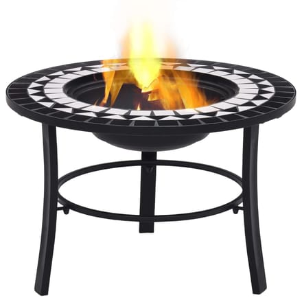 vidaXL - Vuurschaal - mozaïek - 68 - cm - keramiek - zwart - en - wit
