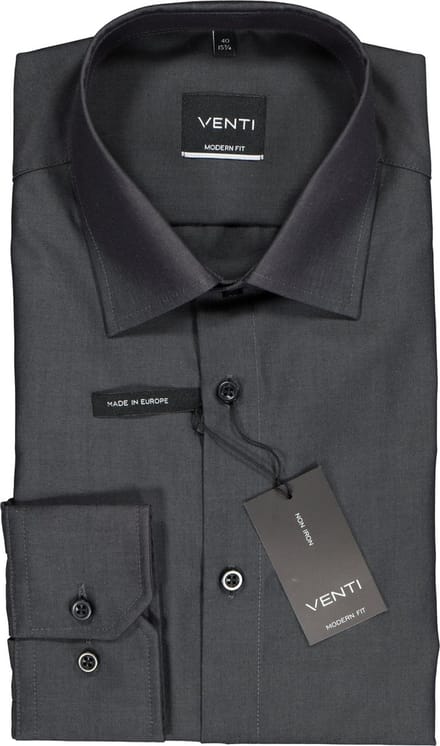 VENTI modern fit overhemd - antraciet grijs