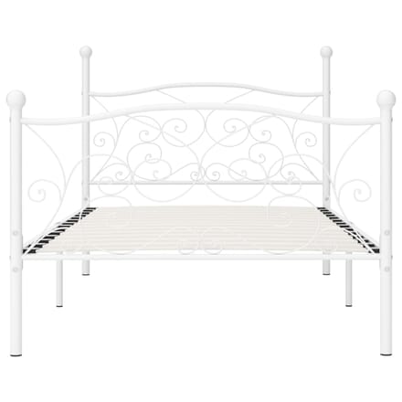 vidaXL - Bedframe - met - lattenbodem - metaal - wit - 90x200 - cm