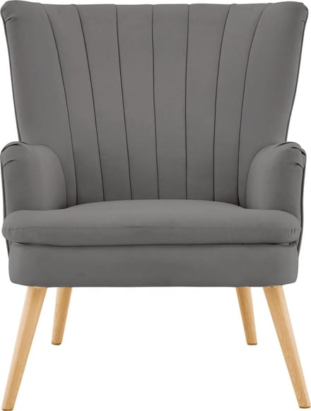 Zenia-Accentstoel & Hocker - Antraciet Stof
