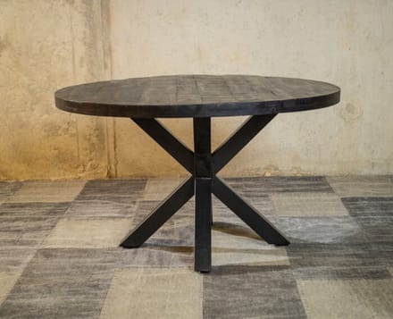 Ronde mango eettafel Zwart 'Black Spider' Ø110 cm | Meubelplaats