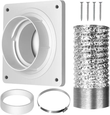 Afvoerslang Droger - Ventilatiepijp - Lucht Afvoeren - Wandmontage - 18.5 cm - Wit