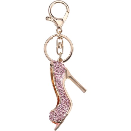 Sleutelhangerhouder Ring Sleutelhanger Creatieve Legering Strass Hoge Hak Sleutelhanger Roze roze