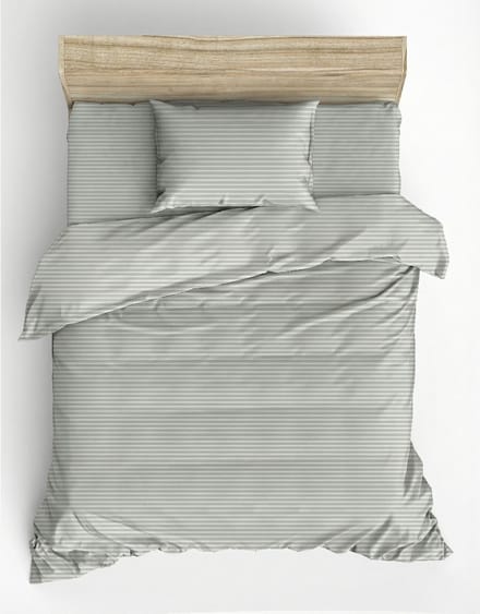 L'Essentiel Maison Stripe - Dekbedovertrek - Satijn - Sage - 155x220