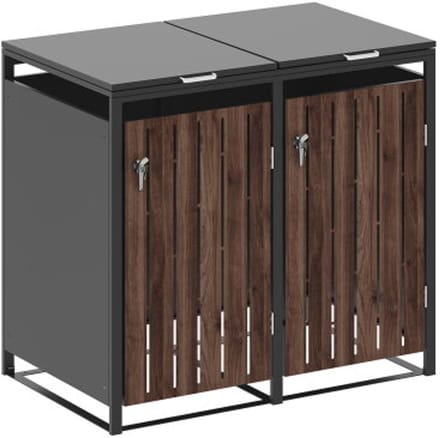 Containerbox Double – Voor 2 containers (120/240L) – Antraciet met houtlook - 132x80x116 cm