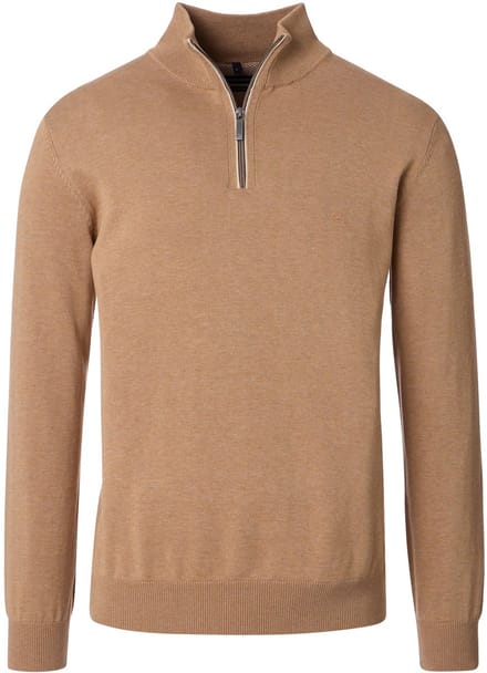 Casa Moda - Half zip trui - Heren - L - Bruin - Katoen - 004410