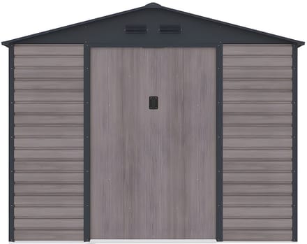Vente-unique Tuinhuisje van gegalvaniseerd staal met houteffect - Grijs - 8,94 m² - ADELMO