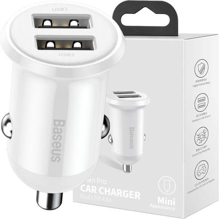 Baseus Grain Pro Car Charger 2x USB 4.8A (white)