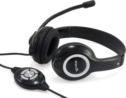 Hoofdtelefoon met microfoon - PC headset - Online communicatie - Flexibele microfoonarm - 2 meter snoer - Zwart