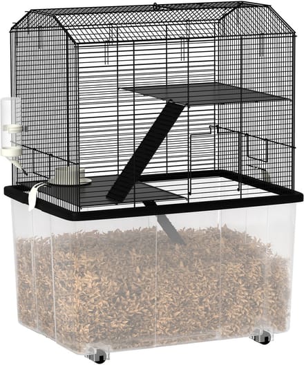 PawHut Hamsterkooi - Staaldraad - 57x43x74cm - Zwart
