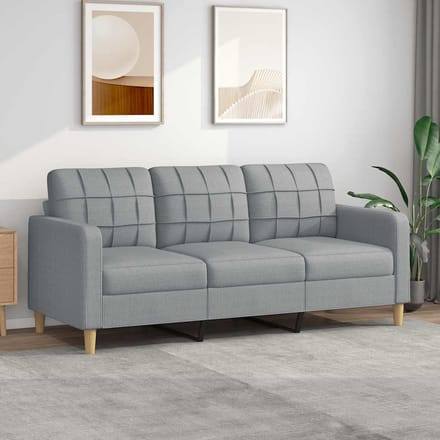 vidaXL - Driezitsbank - 180 - cm - stof - lichtgrijs