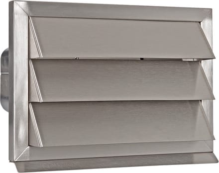 RVS buitenrooster Eco+ vaste lamellen+terugslagklep 169x77mm
