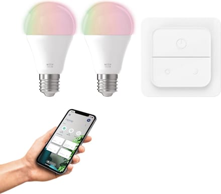 EGLO connect.z Smart Starterspakket - 2x E27 LED Lampen - Wall Switch - Instelbaar RGB & wit licht - Dimbaar - Zigbee