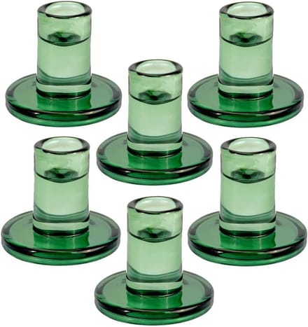 Glazen Kandelaars - Kaarshouders Set - Diner Decoratie - Kristalhelder Glas - 6 Stuks - Groen