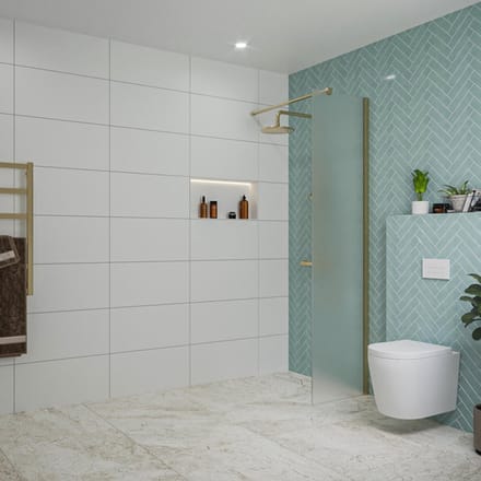 FugaFlow Eccelente Vetro inloopdouche badkamer - 50x200cm - mat glas - wandarm - geborsteld messing