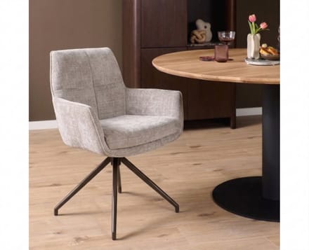 Eetkamerstoel Ryan draaibaar cremona - Taupe - eetkamerstoelen set van 2