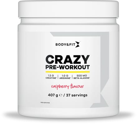 Body & Fit Crazy Pre-Workout - Framboos smaak - Pre Workout - 407 gram (37 doseringen)