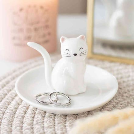 Something Different - Sitting White Cat Face Decoratie schaaltje - Wit