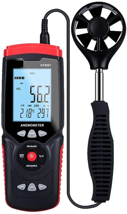 Digitale Windmeter - Luchtmeetsensor - Buitenactiviteiten Meten - Handformaat Ontwerp - 10 Gram - Zwart