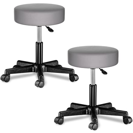 Casaria Verstelbare Draaikruk - 46/60cm Zithoogte – 2 Stuks Grijs