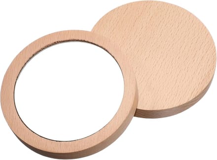 Set van 2 Houten Zakspiegels Rond - Compacte en Draagbare Handspiegel voor Handtas