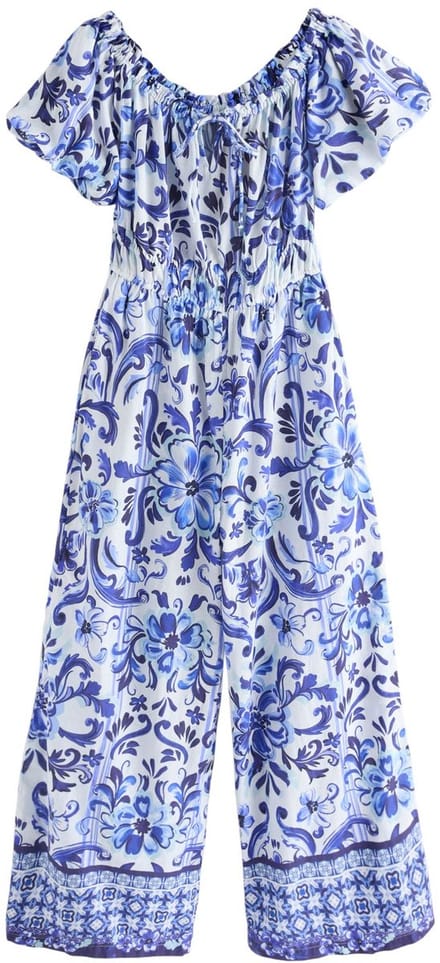 Next - Dames - Petite jumpsuit met blote schouder - Petite - Blauw