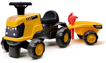 Falk Ride-on Jcb Fastrac Tractor With Trailer Shovel And Rake 1-3 Years - UNI