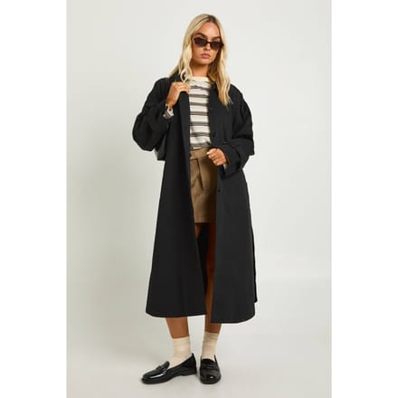 boohoo Dames Belted Trench Coat | Zwart | Maat: 42