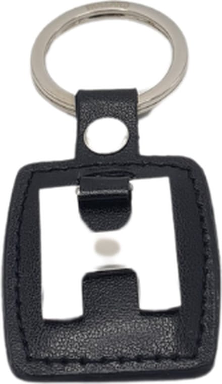 Sleutelhanger - Zilver/Zwart - Letter H - Kunstleer - Metaal
