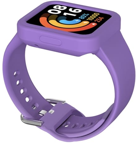 By Qubix - Siliconen band met case - Paars - Geschikt voor Xiaomi Redmi Watch 2 (Lite)