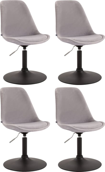 CLP Maverick Set van 4 Eetkamerstoelen - Fluweel grijs zwart