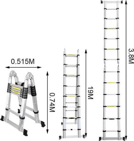 Telescoopladder 1.9m + 1.9m inklapbaar - Telescopische Ladder - Veilig en flexibel