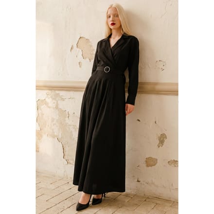 Geknoopte Maxi Jurk met Lange Mouwen