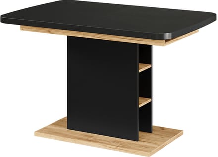Vicco Eettafel Fenaro, Zwart/Goudkleurig Eiken, 120-160 x 80 cm met open compartimenten