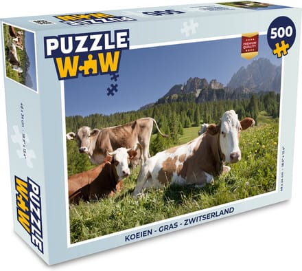 Puzzel Koeien - Gras - Zwitserland - Legpuzzel - Puzzel 500 stukjes