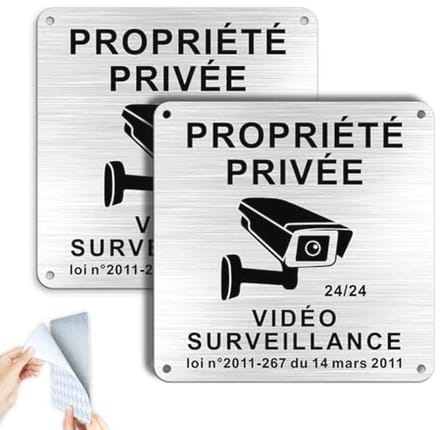 Waarschuwing Bord voor Videobewaking - 15 x 15 cm - Zelfklevend Aluminium - 2 Stuks