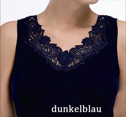 Dames hemd met kant - donkerblauw 52-54