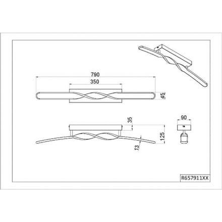 Reality Leuchten LED plafondlamp Ginko, wit mat, metaal, lengte 79 cm