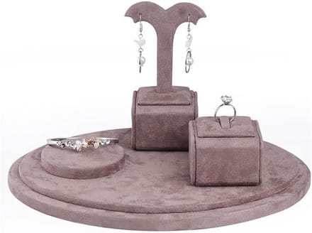 Sieradenstandaards Set - Organizer Ringen - Sieraden Presenteren - Met Lades - 3 Delig - Fluweel Grijs