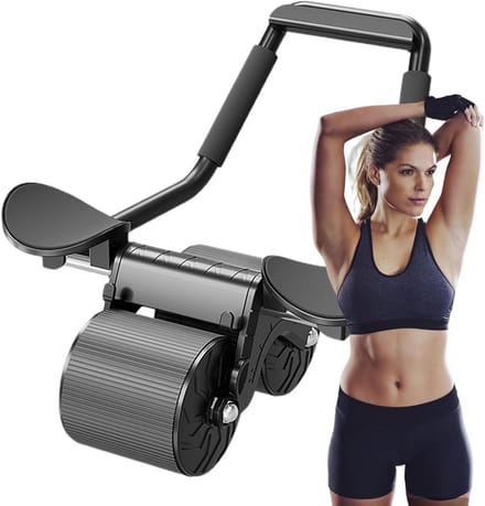 Buikspierroller - Core trainer - Spieropbouw thuis - Stabiel driehoekig frame - 44 x 20 x 15 cm - Zwart