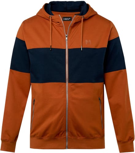 Men Plus - Heren - hoodie-jacksweatstofcolorblockingcapuchon - Sandelhout - Maat L