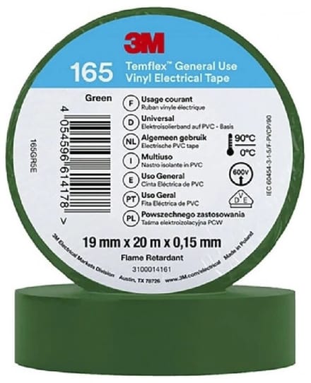 MMM zelfkl tape Temflex 1500, PVC, groen, (lxb) 10mx15mm
