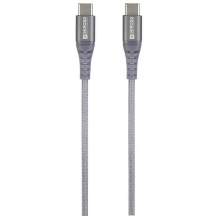 Skross SKCA0017C-C120CN USB-kabel USB 2.0 USB-C stekker, USB-C stekker 1.20 m Space grijs Rond, Flexibel, Stoffen mantel